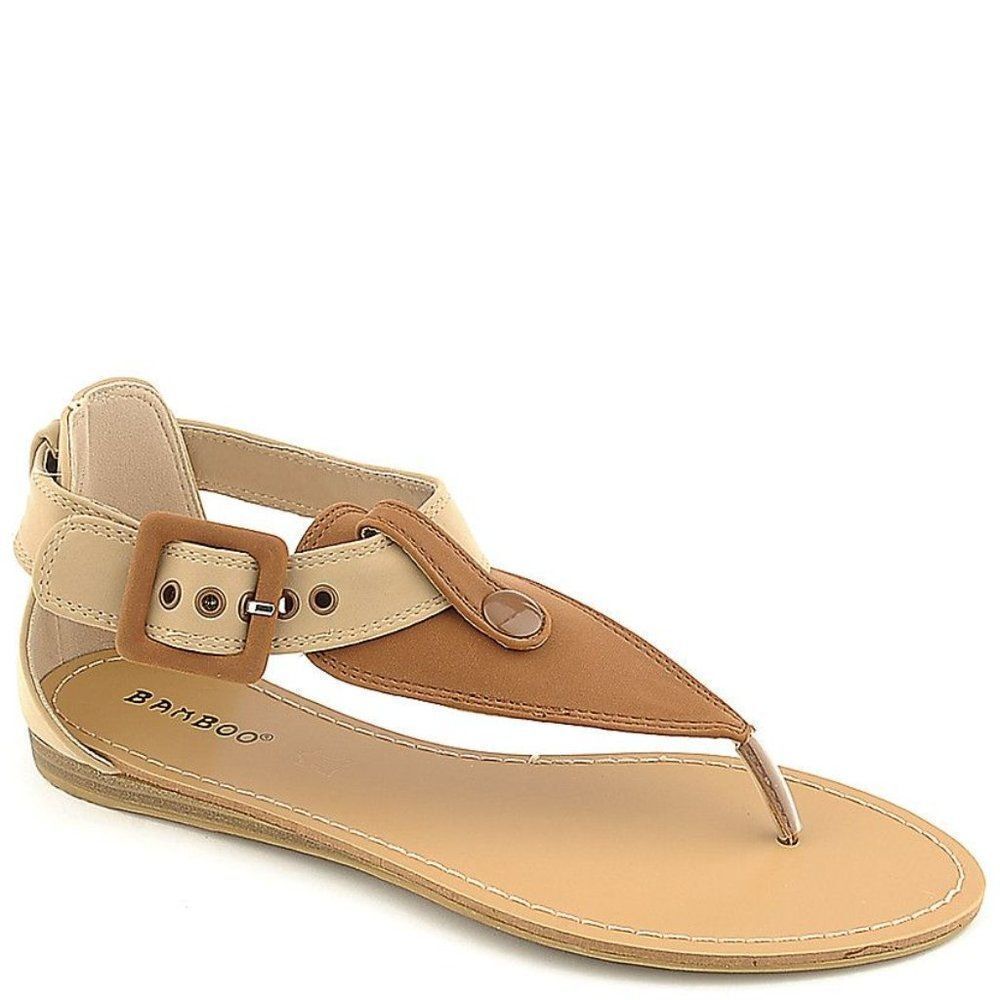 Bamboo Steno-73 Two-tone Flat Thong Sandals Women's 7.5 Flip‎ Flop Summer NEW